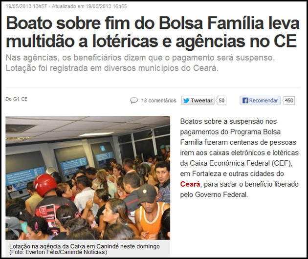 BOATO Boato sobre fim do programa Bolsa Família faz brasileiros se desesperarem