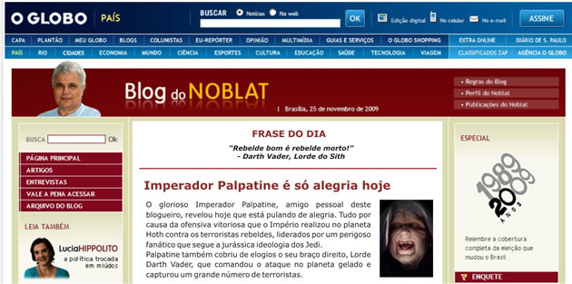 noblat imperio contra ataca A velha mídia brasileira na cobertura de Star Wars